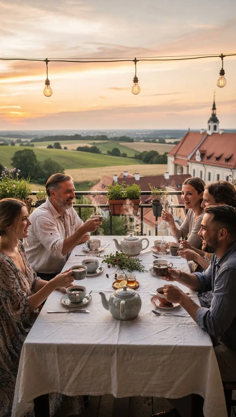 Atpalaiduojantis vakaras su knyga ir puodeliu aromatingos žolelių arbatos jaukioje svetainėje.