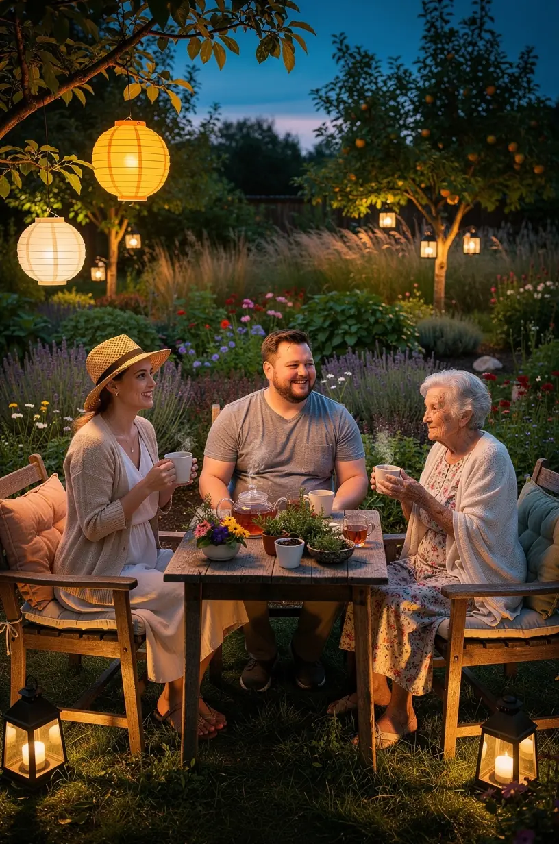 Arbatos lapų ir žolelių derinys ant medinio paviršiaus, skirtas ramybės ir geros savijautos skatinimui.